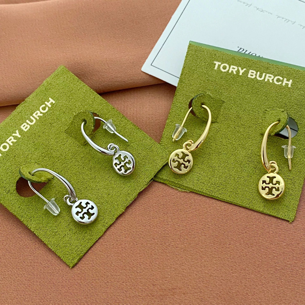 Tory Burch Geometric Round Inlaid Alphabet Drop Earrings